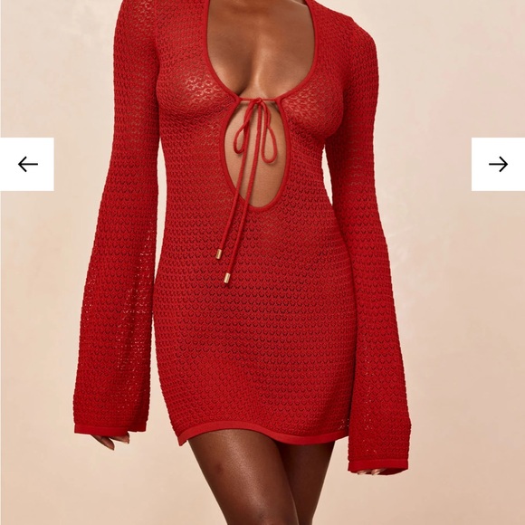 Monday Swimwear Dresses & Skirts - Monday Swimwear MONTEGO MINI TIE DRESS - CHERRY LACE CROCHET